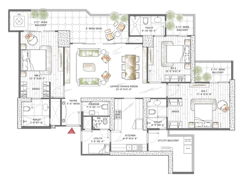 Sky Arc 3.5 BHK Floor Plan