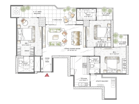 Sky Arc 3 BHK Floor Plan