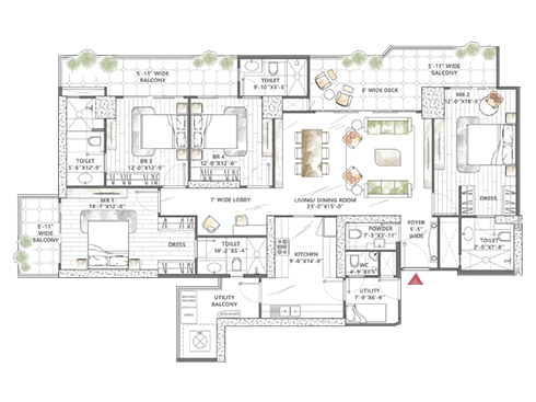 Sky Arc 4.5 BHK Floor Plan