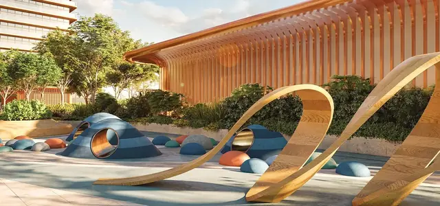 Children's play area and pool at Smartworld Residences by ELIE SAAB