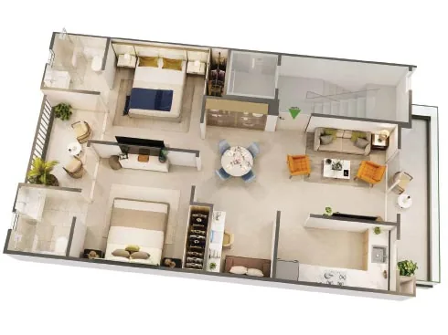 2.5 BHK floor plan for Smartworld Gems
