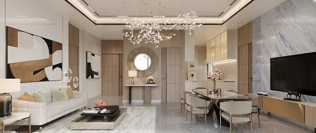 Living and dining room interior at Smartworld Nature's Court