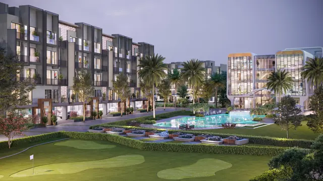 Aerial view of Smartworld Orchard's low-rise blocks around the central pool, Sector 61 Gurugram