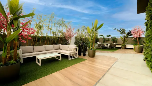 Private terrace garden lounge at Smartworld Orchard