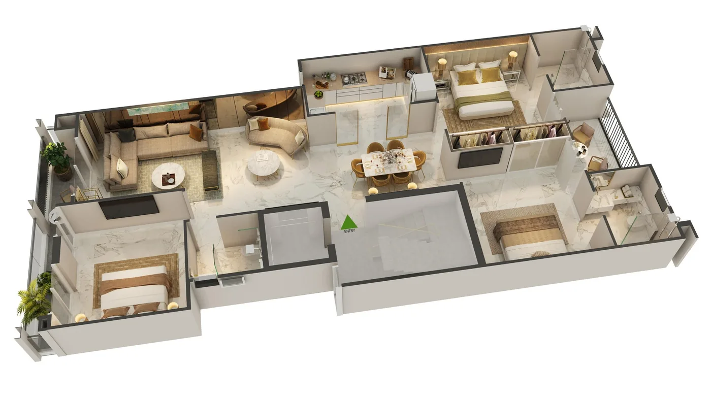 3 BHK - Typical Concept Plan floor plan for Smartworld Orchard