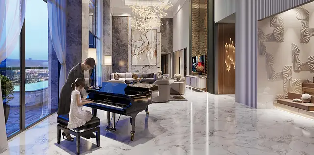 Living room interior of a residence at Smartworld The Edition