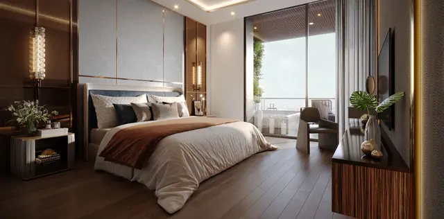 Bedroom interior of a residence at Smartworld The Edition