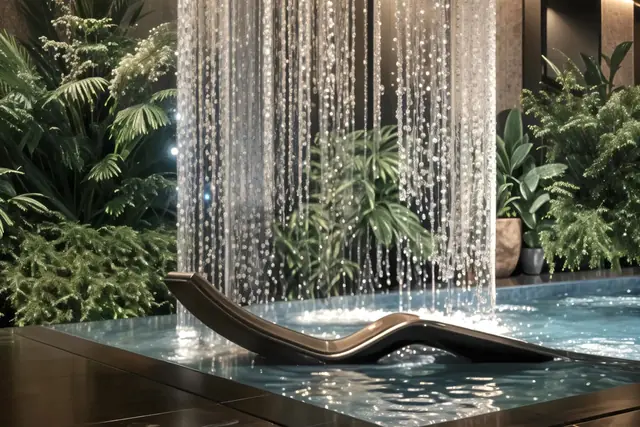 Cascading water feature and spa deck at Trump Residences Sector 69 Gurgaon