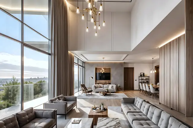 Living room interior of a residence at Trump Residences Sector 69 Gurgaon